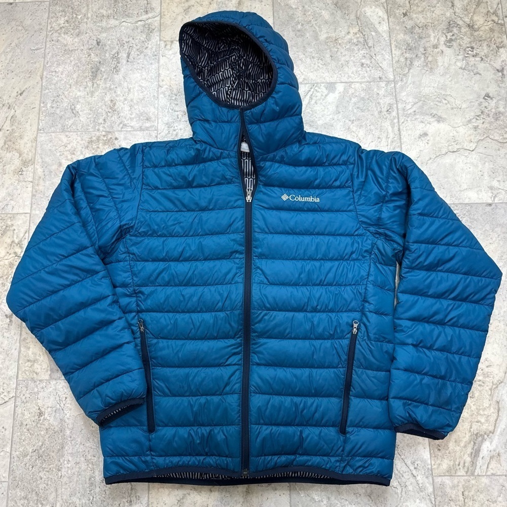 Columbia Blue Waterproof Hooded Puffer Cold Weather Jacket Women’s Size Medium